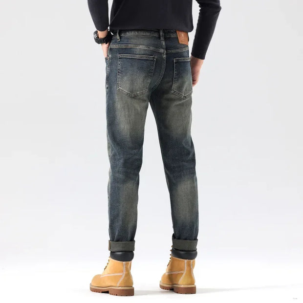 Trendy Vintage Brand Men's Slim Fit Embroidered JeansComfortable Style