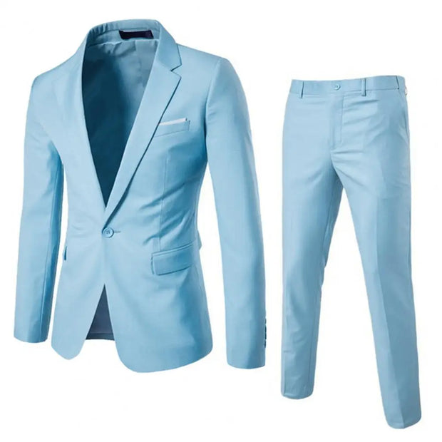 Business Suit Stylish Men's Set - Lapel Single Button Suit