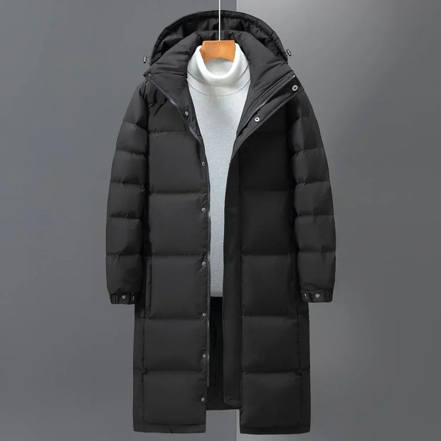 New Winter Men Hooded Casual Duck Down Coats Long Puffer Jackets Outdoor