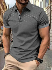 Lapel Short Sleeve Color Matching Fashion for Men - Trendy 3D Print