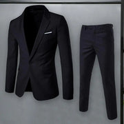 Business Suit Stylish Men's Set - Lapel Single Button Suit