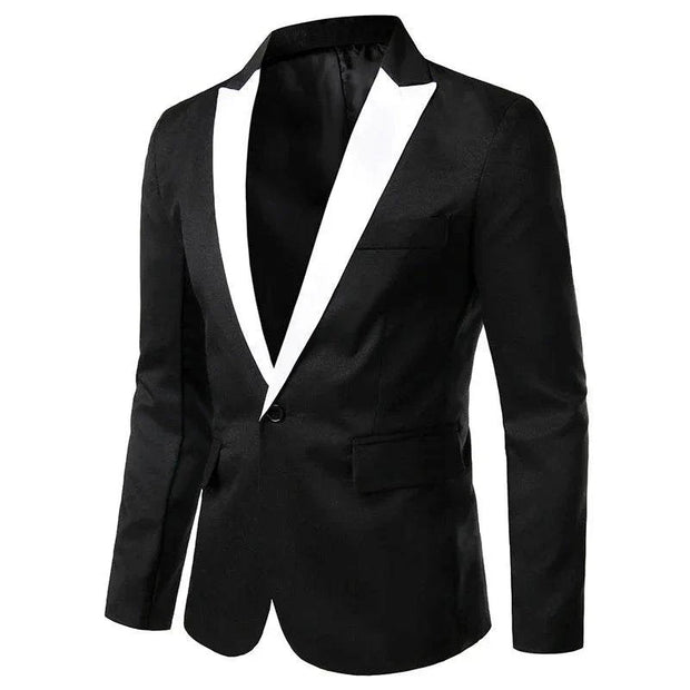 Single Button Suits Slim Fit Party Wedding Casual Blazer Black