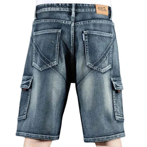 Trendy Brand Piercing 5 Shorts Men's Loose Fit, Multi-Pocket