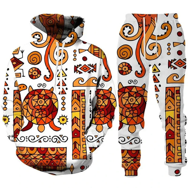 Retro African 3D Printed Hoodie Suit Fashion Tracksuit