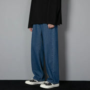 Korean Men's Casual Long Jeans - Classic Wide-leg Pants