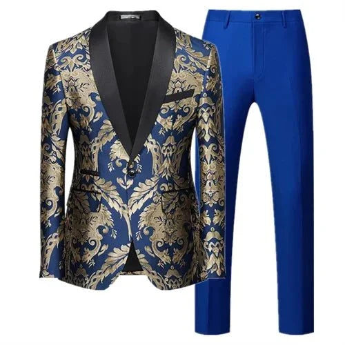 Men Jacquard Suit 2 Piece - Luxury Wedding Prom Blazer