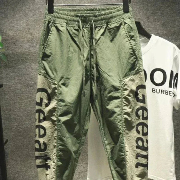 Men Summer Black Trousers Man Harem Joggers Green Emo Casual