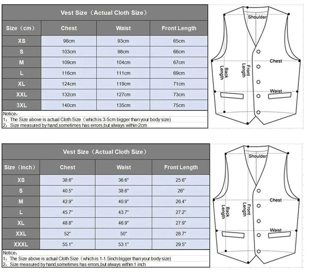 Classic Double Breasted Suit Vest White Notch Lapel Waistcoat