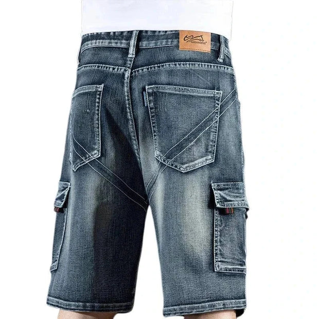 Trendy Brand Piercing 5 Shorts Men's Loose Fit, Multi-Pocket