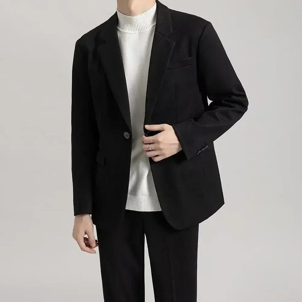 High Quality Men Blazer Trendy Style Brand Loose Casual Woolen Blazers