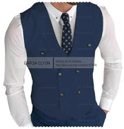 Classic Double Breasted Suit Vest White Notch Lapel Waistcoat