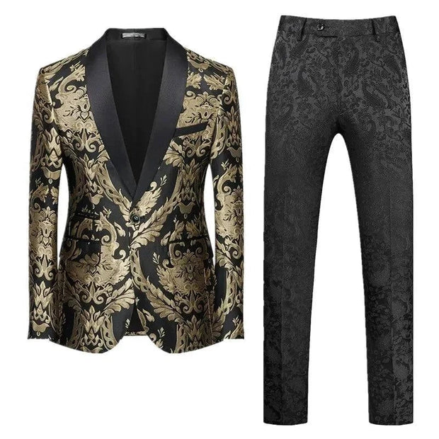 Men Jacquard Suit 2 Piece - Luxury Wedding Prom Blazer