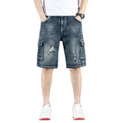 Trendy Brand Piercing 5 Shorts Men's Loose Fit, Multi-Pocket