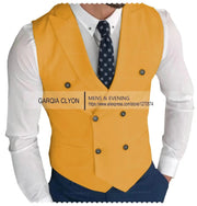 Classic Double Breasted Suit Vest White Notch Lapel Waistcoat