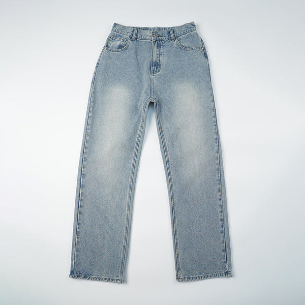 Loose Straight Washed Draping Wide Leg Vintage Jeans for Men Stylish.