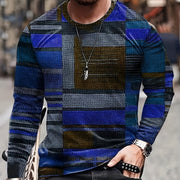 Design Trend Men's3D Digital Printed Round Neck Long-sleeved Top Style