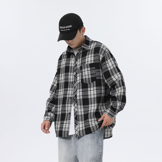 American Retro Plaid For Men Spring And Autumn Loose Casual Bottoming.