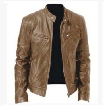 PU Leather Jacket Slim Leather Jacket - Business Style Fit daily wear.